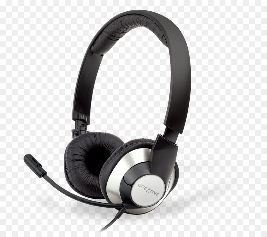 Micrófono，Creative Chatmax Hs720 Auriculares De Tamaño Completo De Plata Negro PNG