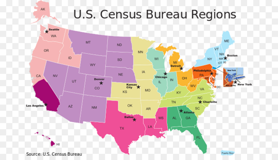 Regiones Del Censo De Ee Uu，Estados Unidos PNG