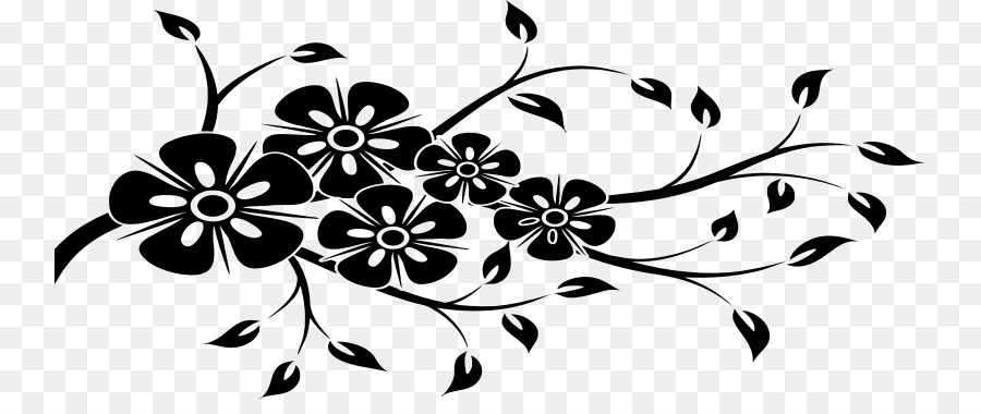 Diseño Floral Negro，Flor PNG