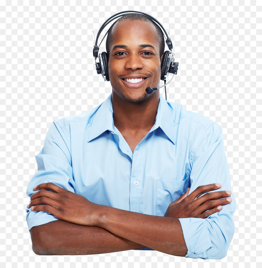 Hombre Con Auriculares，Camisa Azul PNG