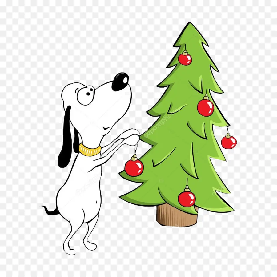 Perro Decorando El árbol De Navidad，Perro PNG