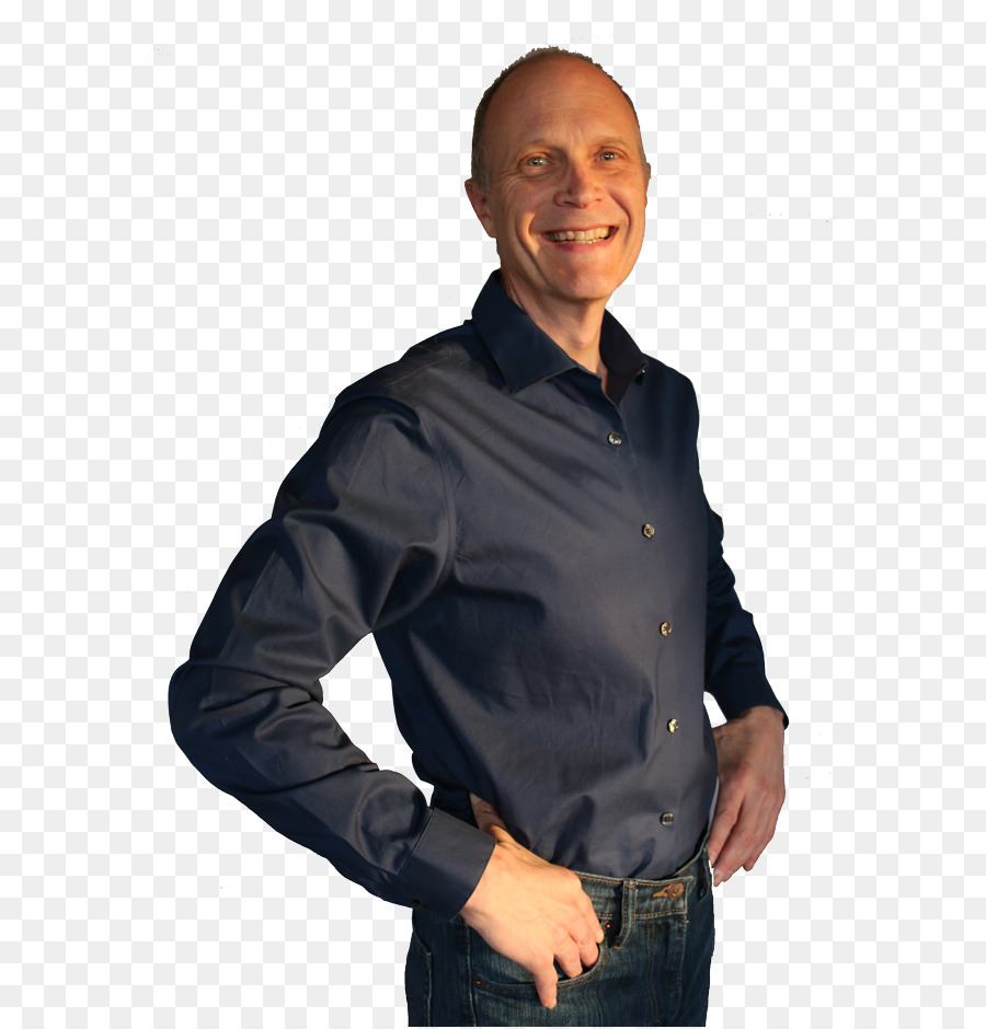 Hombre De Camisa Azul，Sonriente PNG