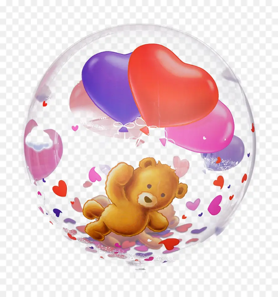 Osito De Peluche Con Globos De Corazón，Oso De Peluche PNG