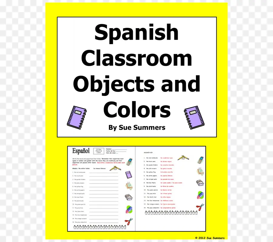 Objetos Y Colores Del Aula De Español，Español PNG