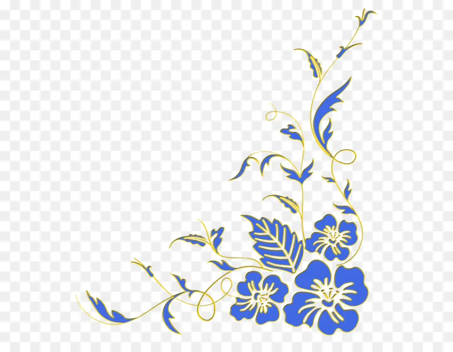 Diseño Floral，Azul PNG