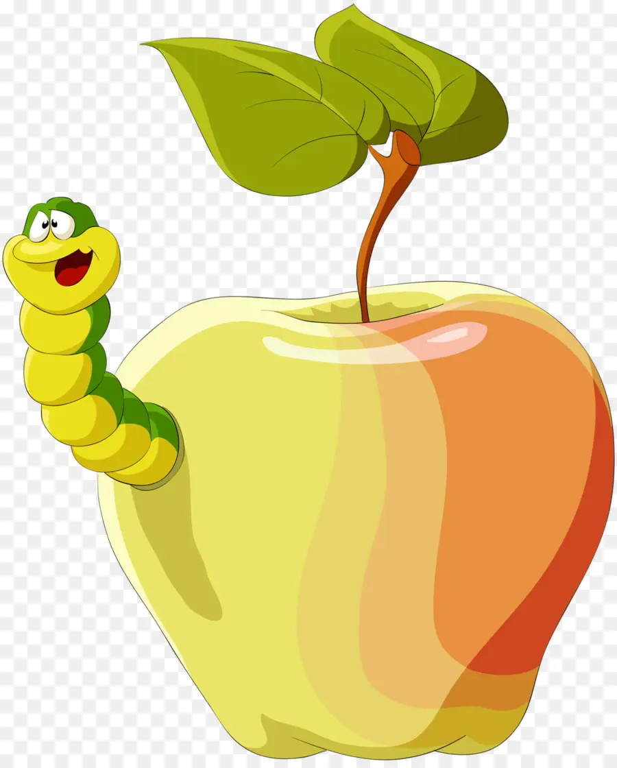 Manzana Con Gusano，Fruta PNG