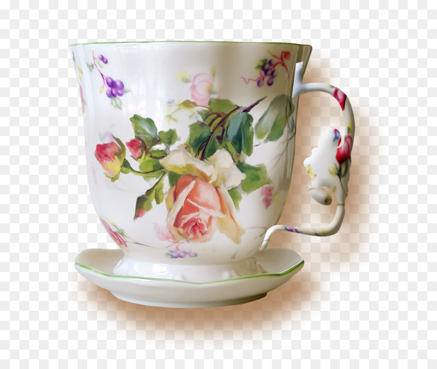 Taza De Té Floral，Taza PNG