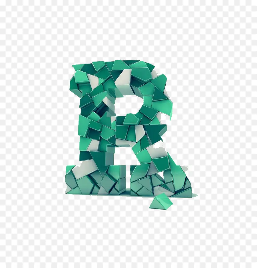 Letra Verde Fragmentada R，Roto PNG