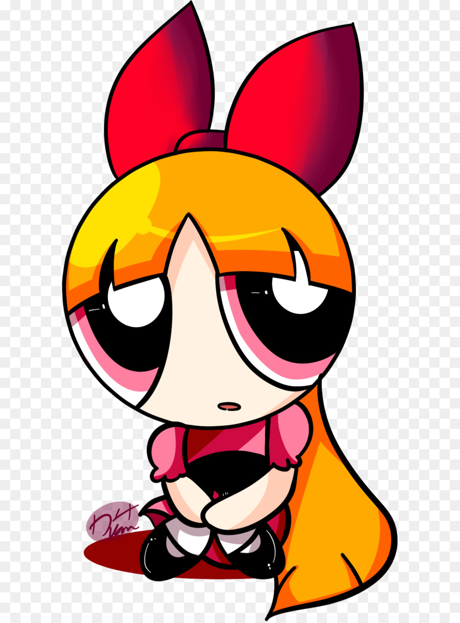 Chica Triste De Dibujos Animados，Lazo Rojo PNG