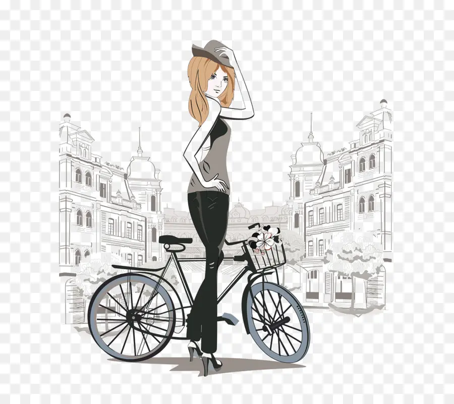 Mujer Con Bicicleta，Bicicleta PNG