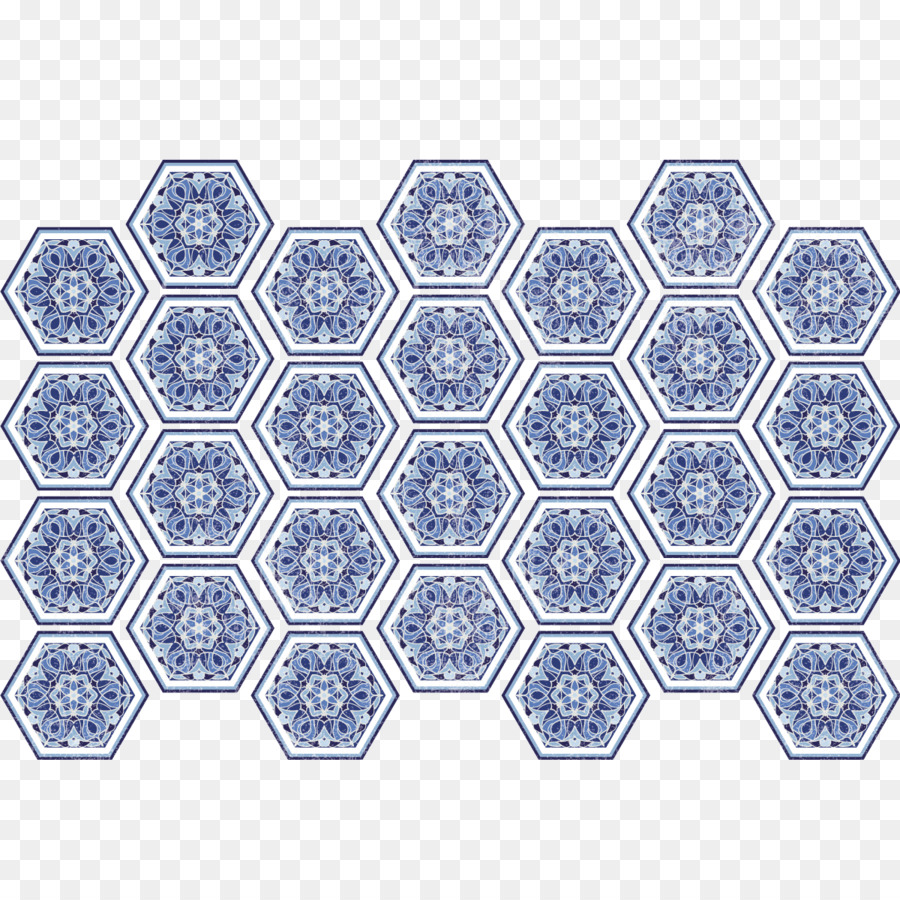 Azulejos Hexagonales，Azul PNG