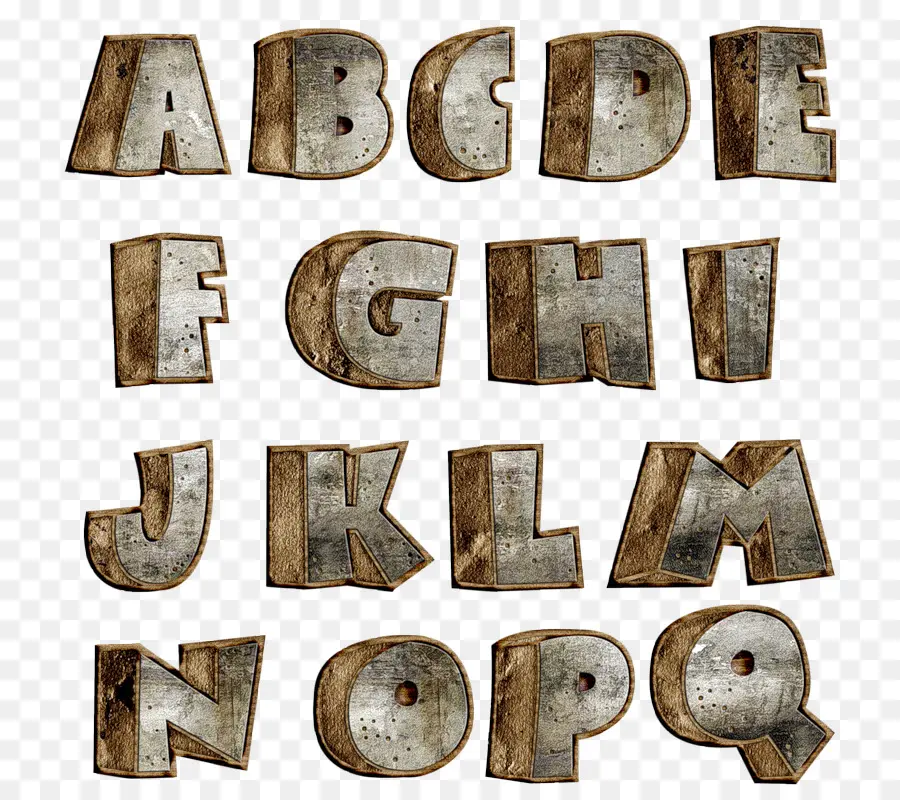 Letras Metálicas，Alfabeto PNG