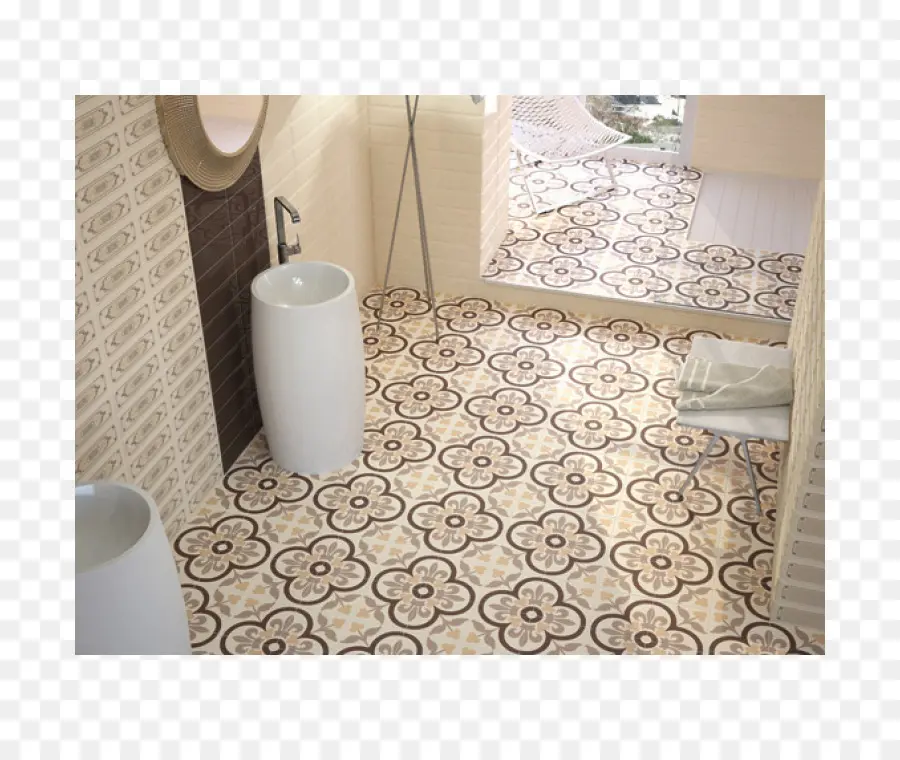 Baño Con Azulejos Estampados，Hundir PNG