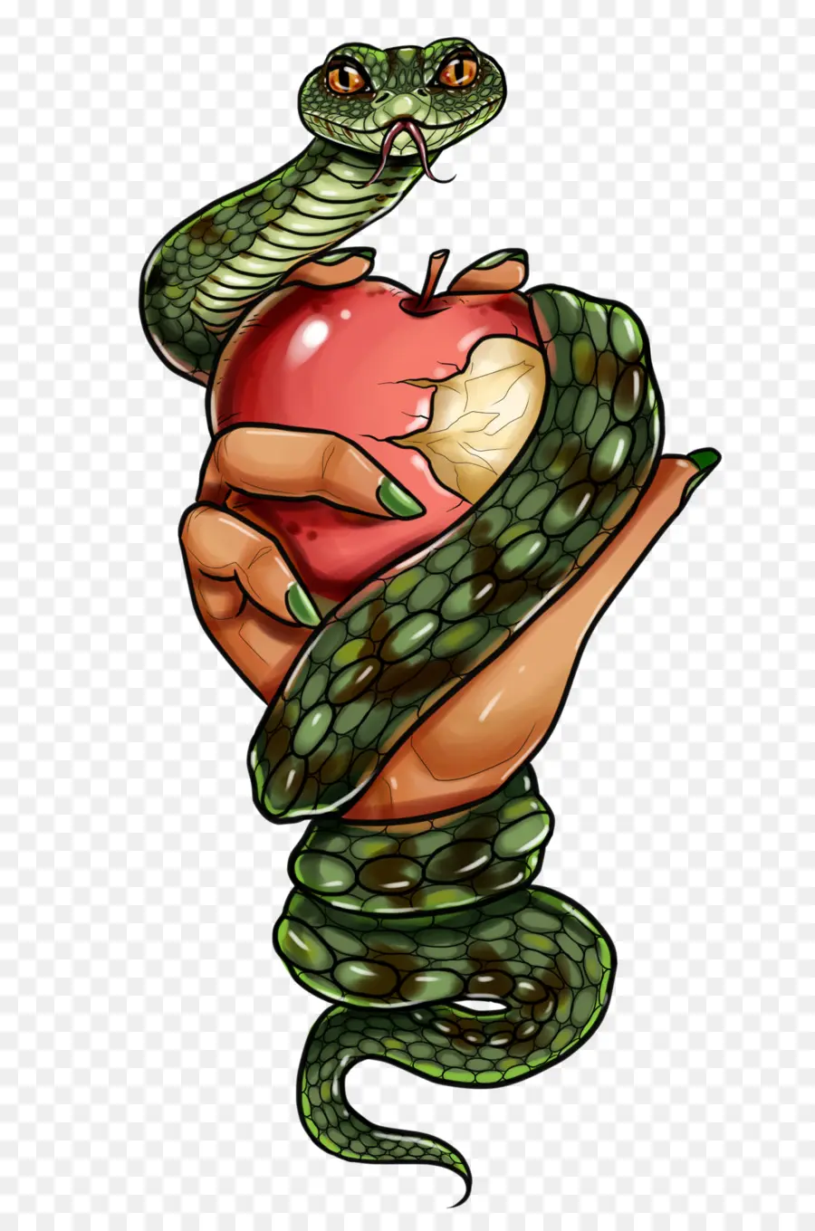 Serpiente Y Manzana，Mano PNG