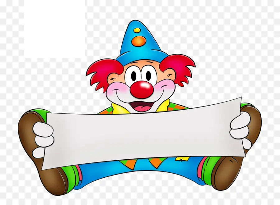 Payaso Con Cartel En Blanco，Dibujos Animados PNG