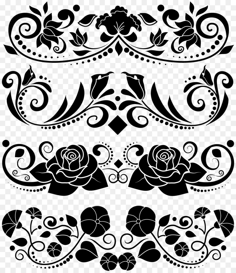 Diseños Florales，Negro PNG