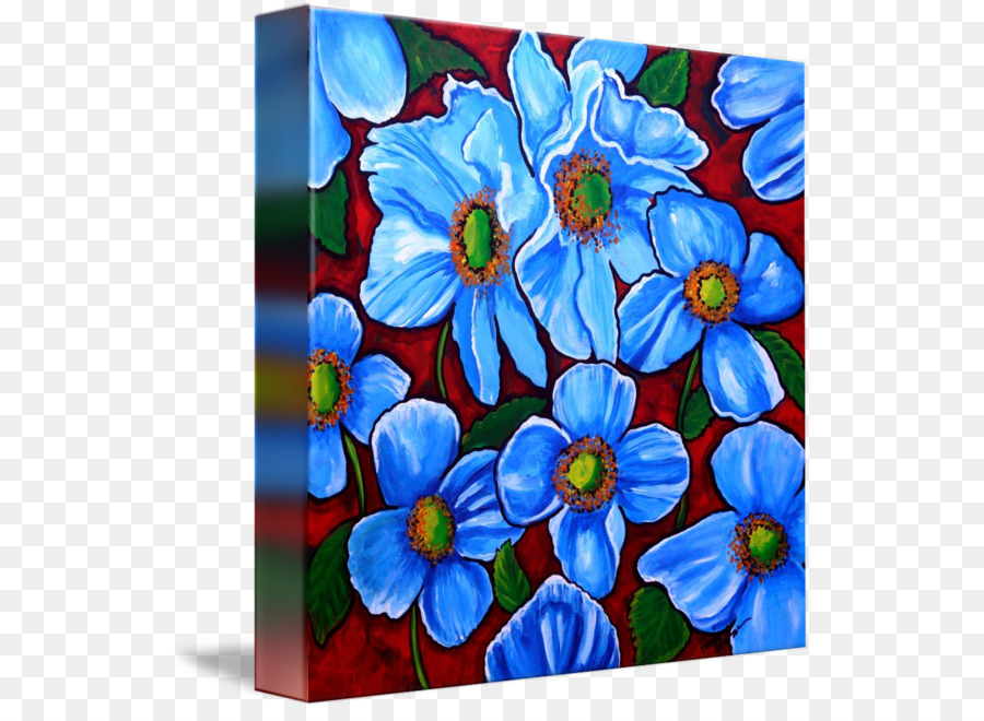 Cuadro De Flores Azules，Lienzo PNG