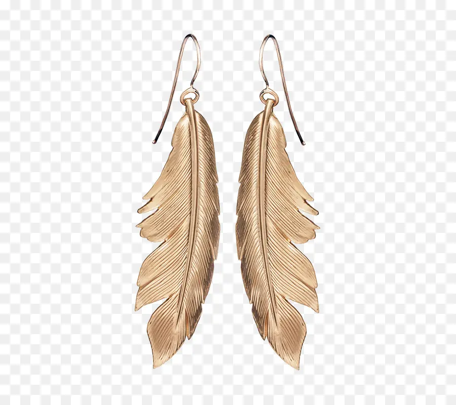 Pendientes De Plumas，Oro PNG