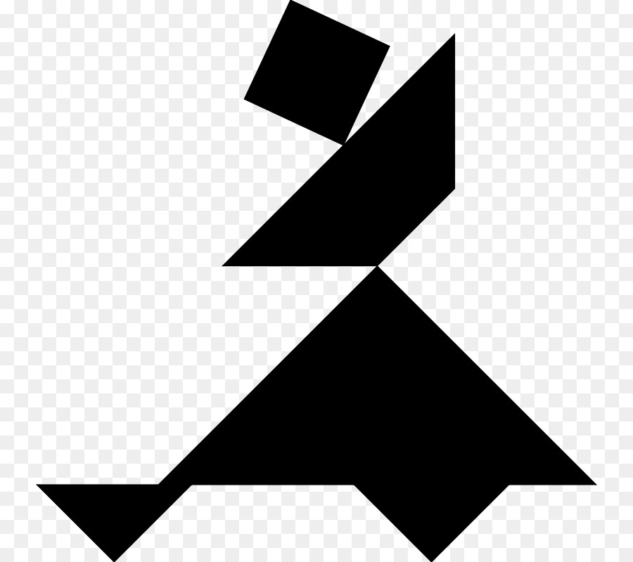 Pájaro Tangram，Negro PNG