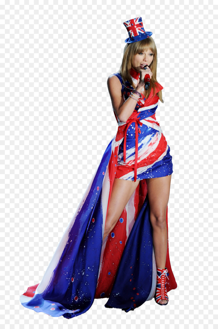 Mujer En Vestido Union Jack，Micrófono PNG