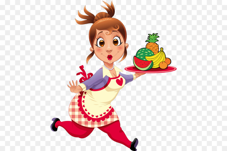 Mujer Con Fruta，Dibujos Animados PNG