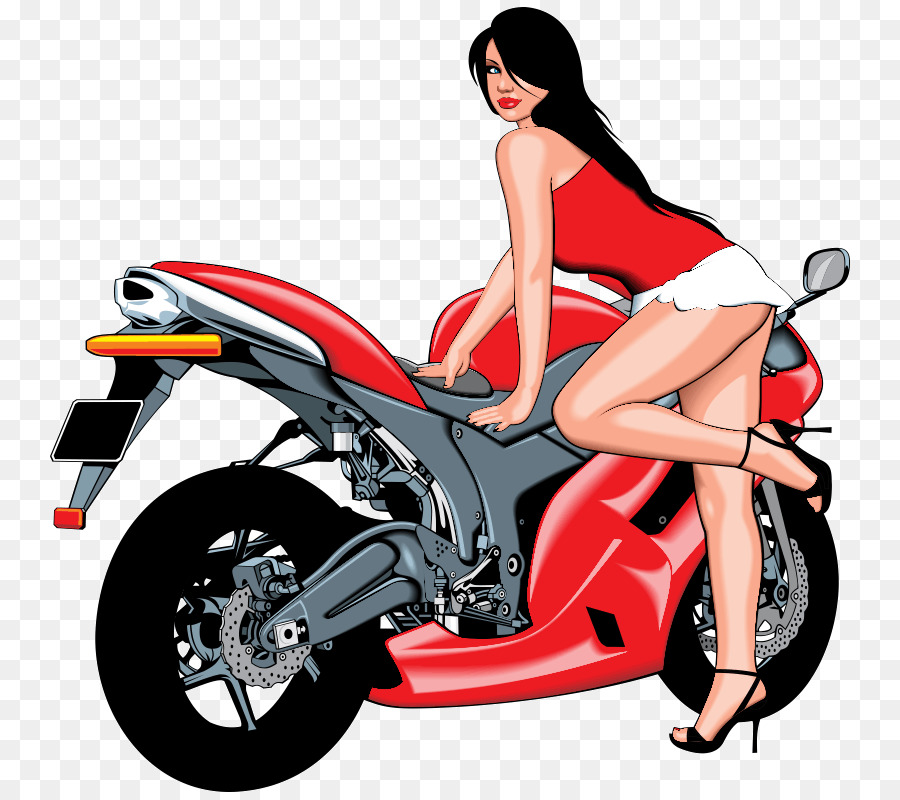 Motocicleta Roja，Mujer PNG