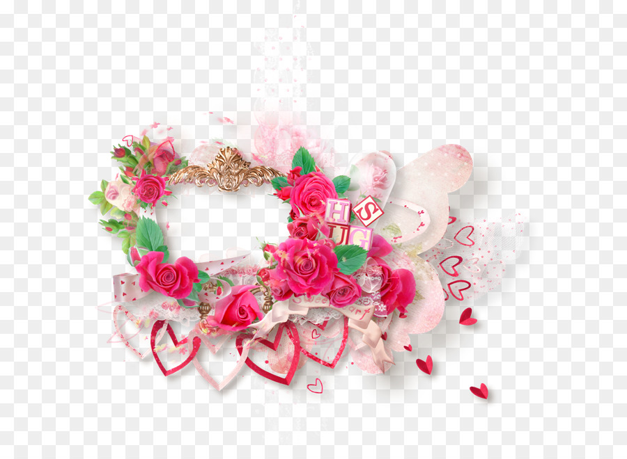 Corazón Con Flores，Rosa PNG