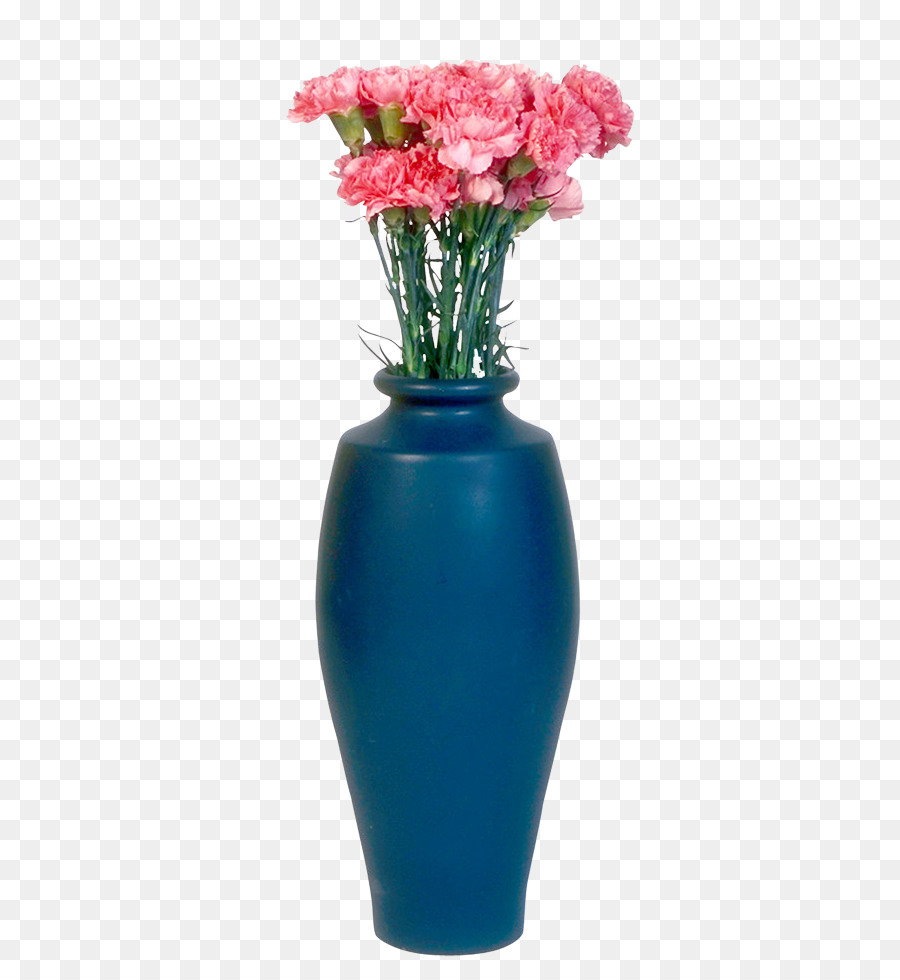 Jarrón Azul Con Flores Rosas，Flores PNG