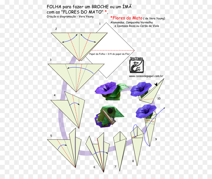 Instrucciones De Flores De Origami，Broche PNG