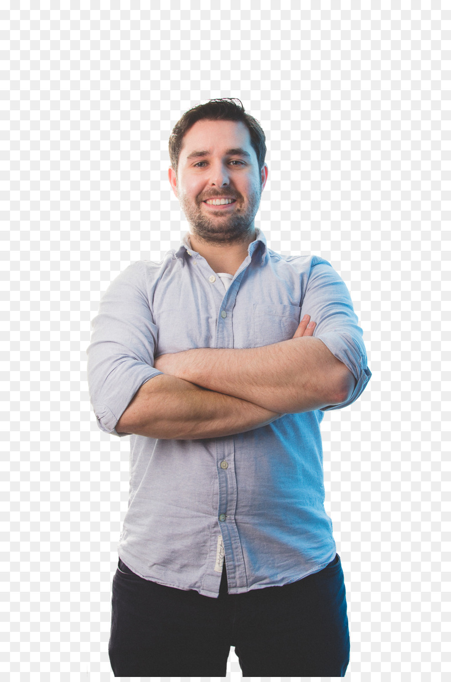 Hombre De Camisa Azul，Sonriente PNG