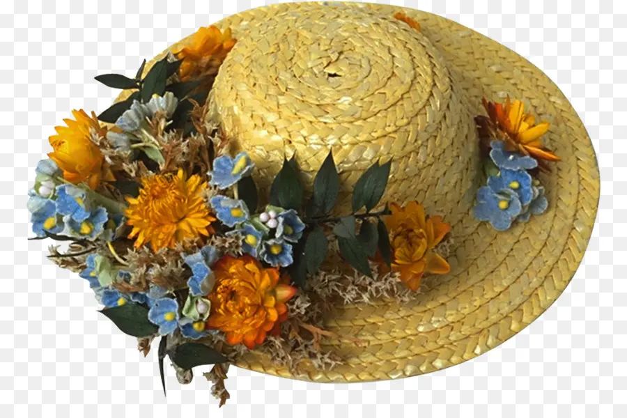 Sombrero De Paja Con Flores，Floral PNG