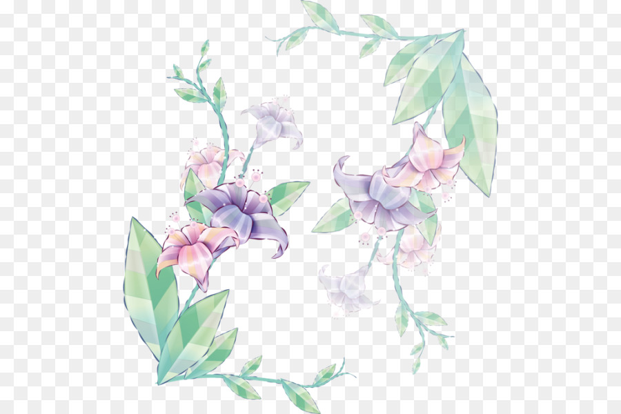 Flores Pastel，Hojas PNG