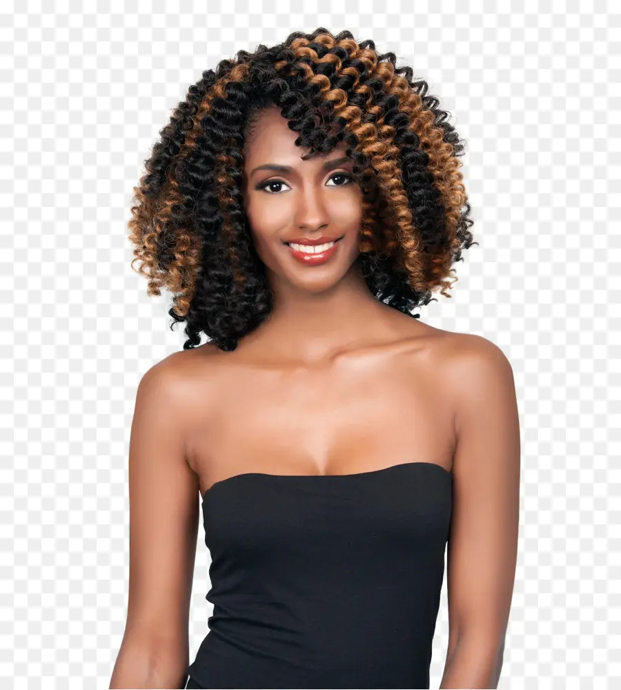 Mujer Con Pelo Rizado，Sonriente PNG