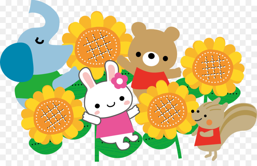 Animales De Dibujos Animados，Girasoles PNG