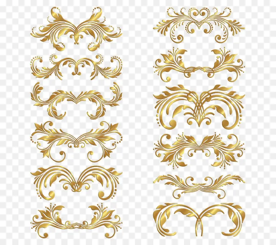 Decoraciones Ornamentadas，Oro PNG