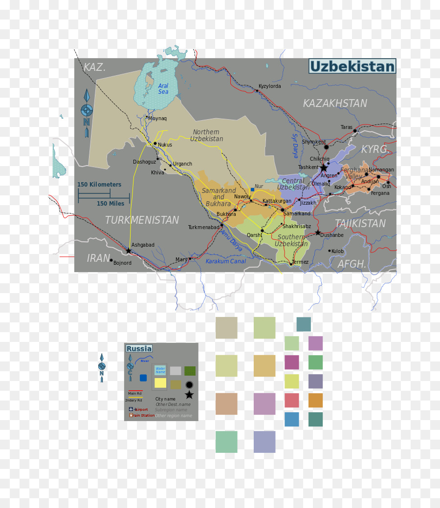 Uzbekistán，Mapa PNG