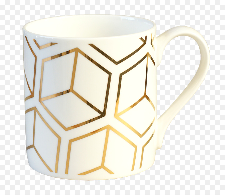 Taza Blanca Y Dorada，Taza PNG