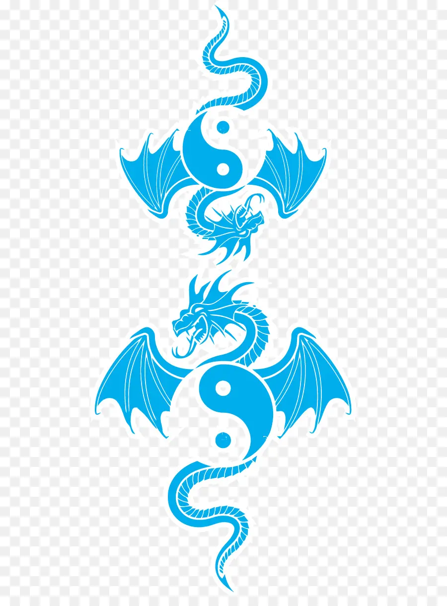 Dragón Azul，Yin Y Yang PNG