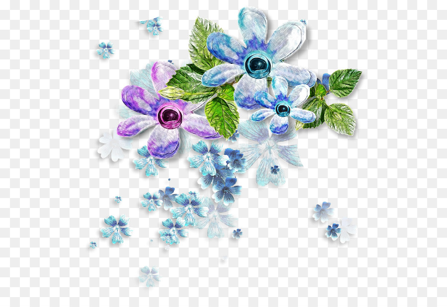 Azul，Flor PNG