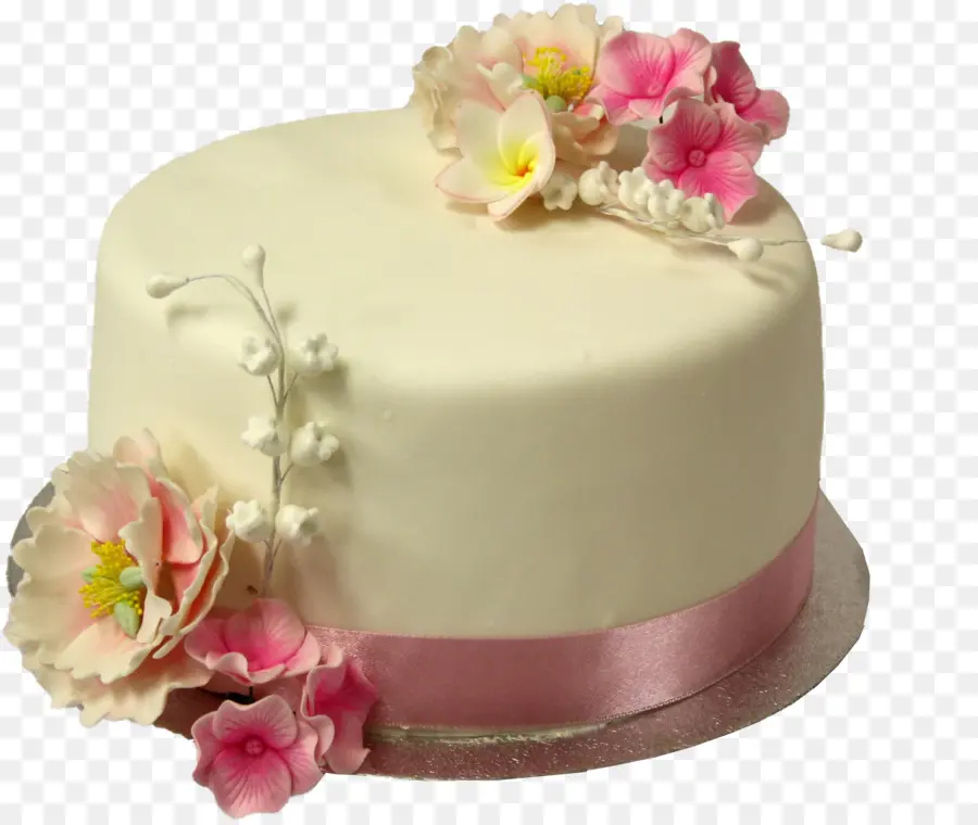 Pastel Blanco Con Flores，Flores PNG