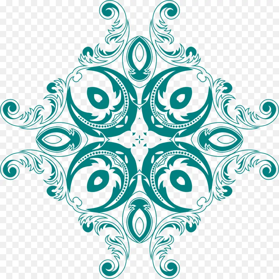 Mandala Verde Azulado，Diseño PNG