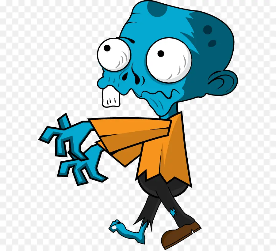 Zombi De Dibujos Animados，Azul PNG