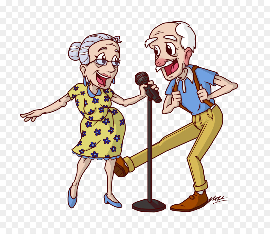 Pareja De Ancianos Cantando，Micrófono PNG