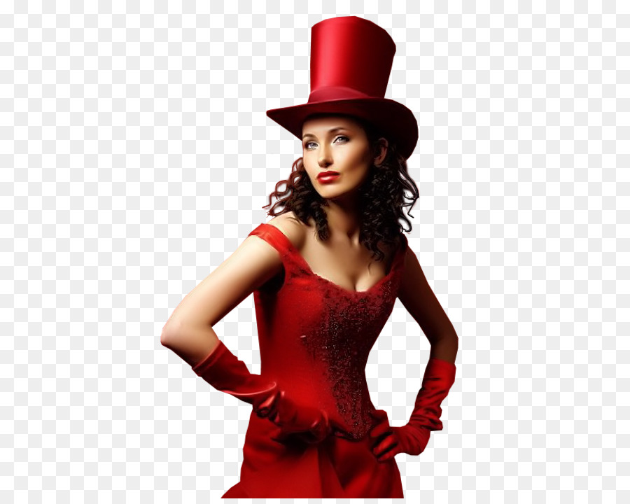 Mujer En Vestido Rojo，Sombrero PNG