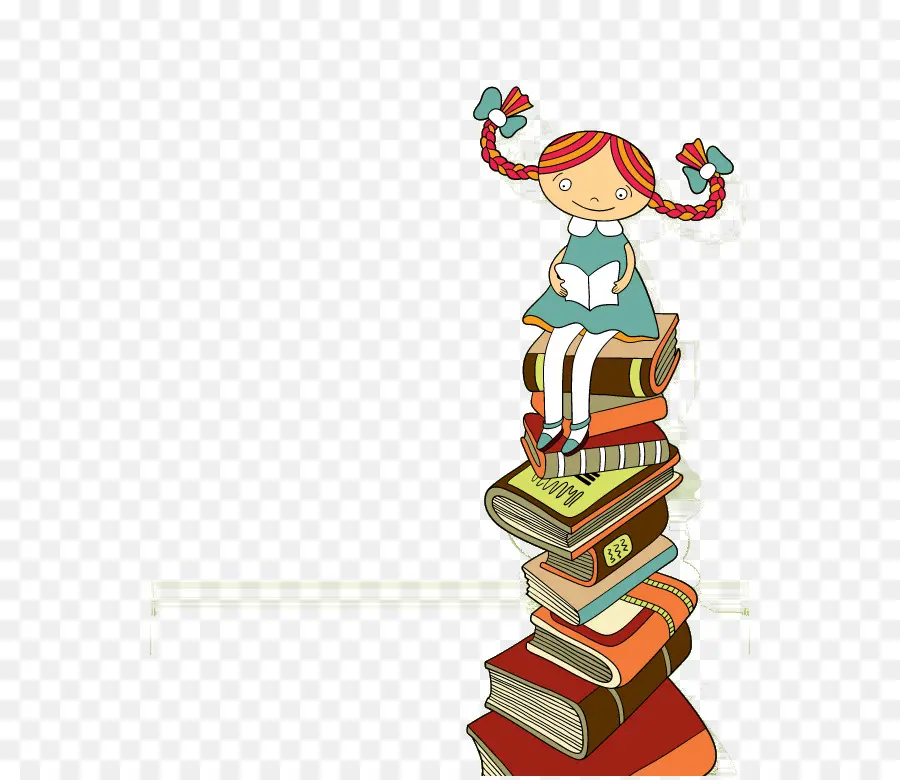 Niña Leyendo，Libros PNG