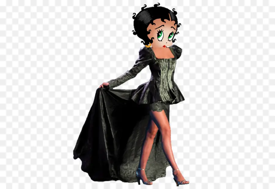 Chica Con Vestido Negro，Dibujos Animados PNG