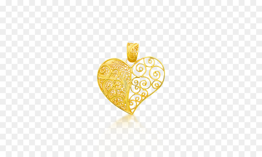 Collar De Corazón，Oro PNG