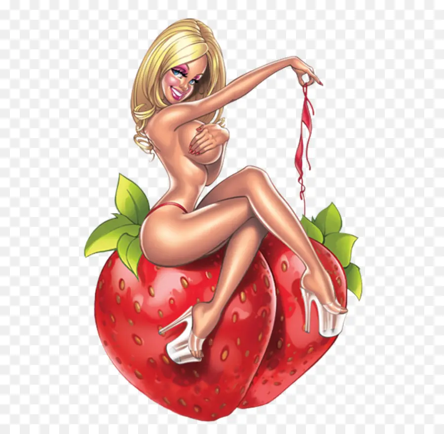 Mujer Rubia，Fresas PNG