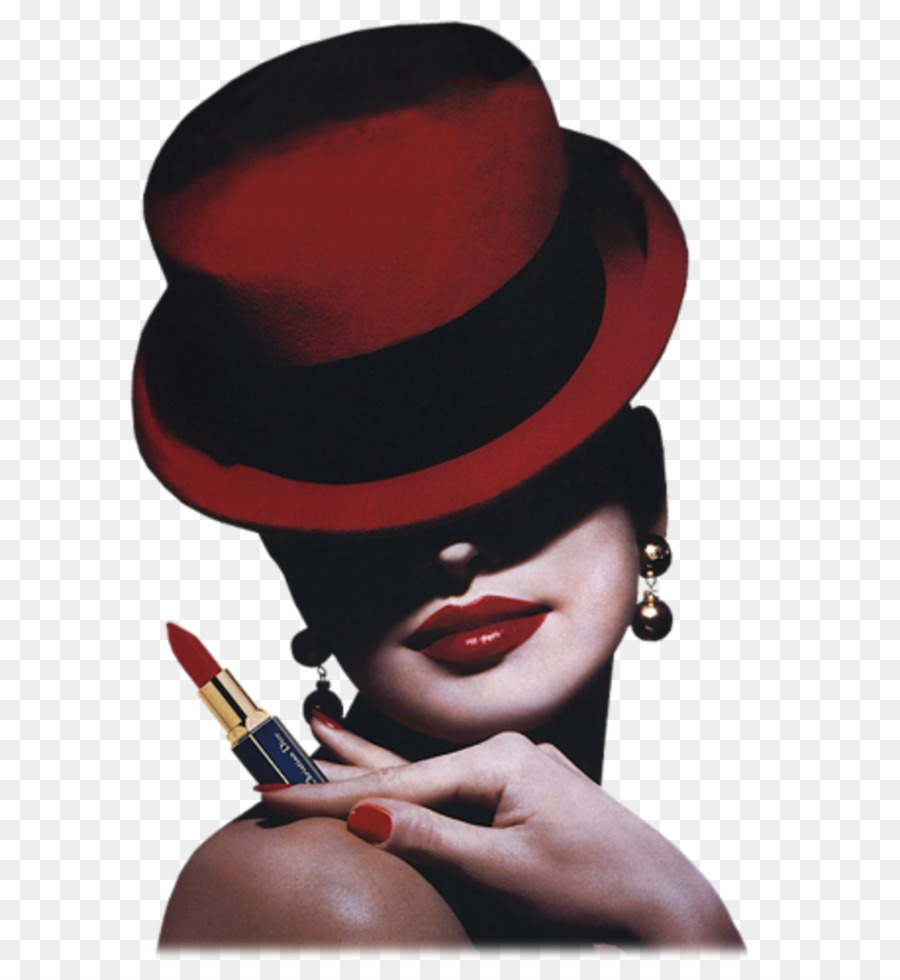 Mujer De Sombrero Rojo，Lápiz Labial PNG