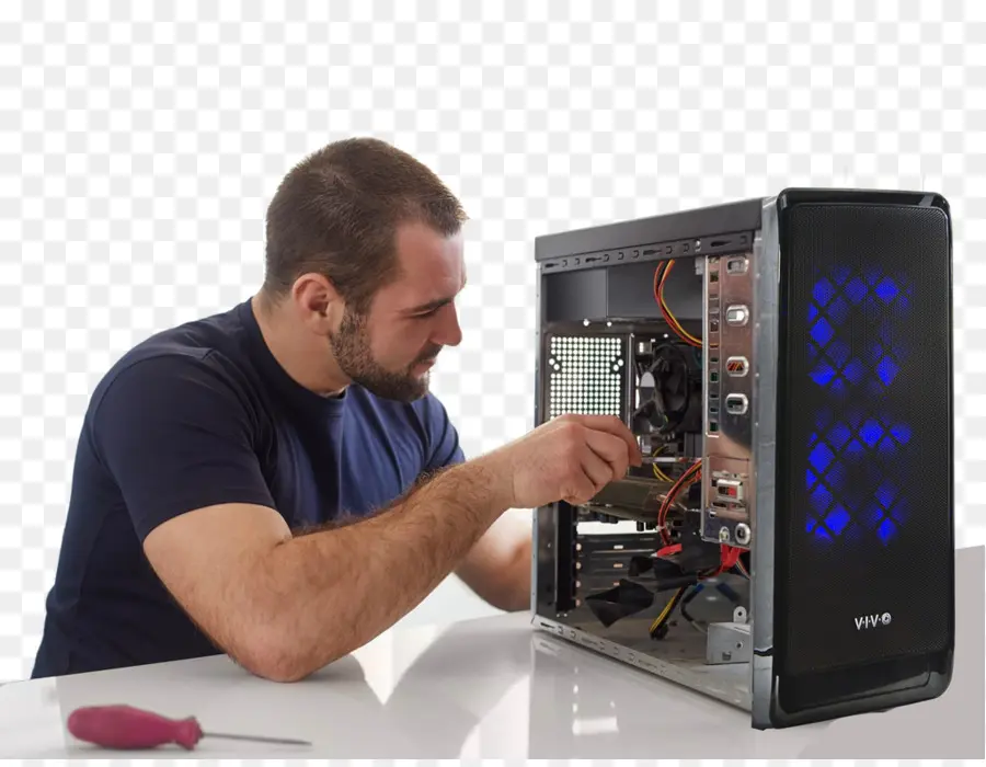 Hombre Arreglando Computadora，Computadora PNG